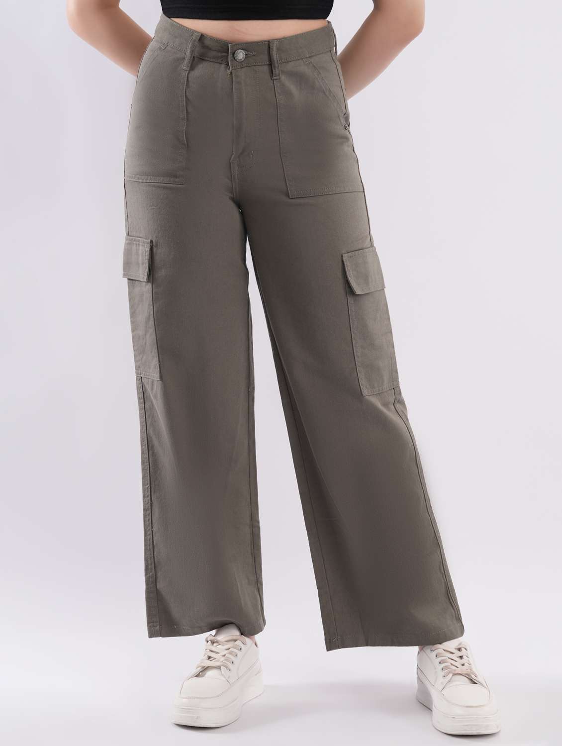 women solid high rise cargo
