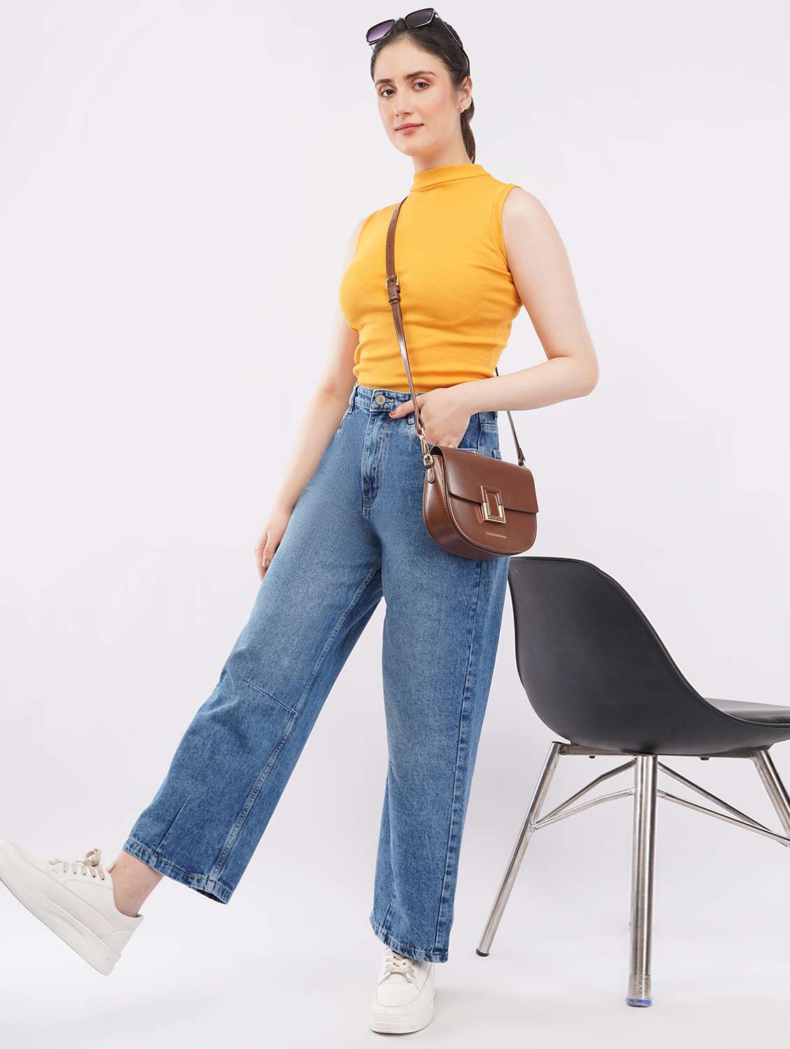 women solid high rise straight jean - 22451909 -  Standard Image - 5