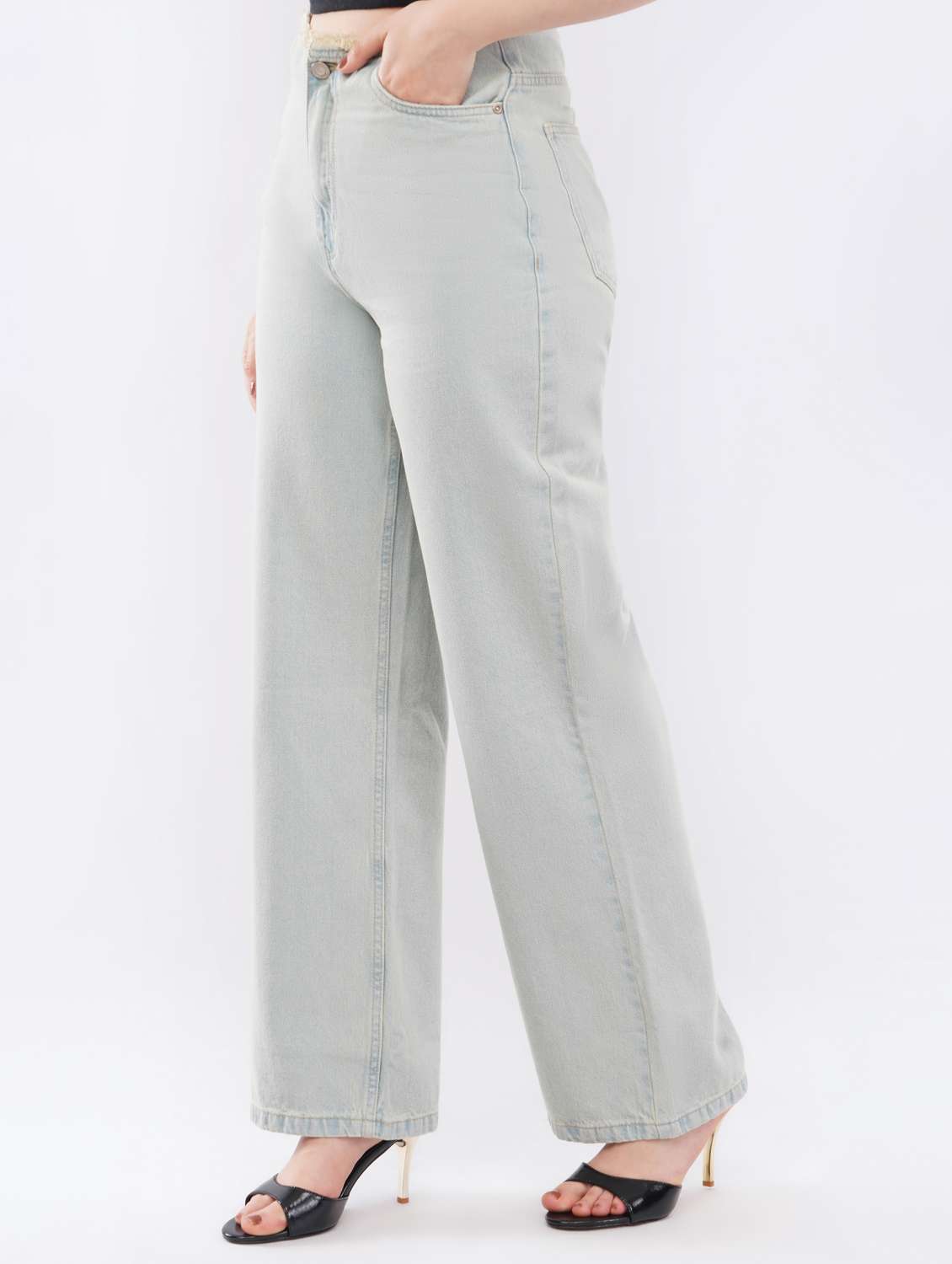women solid high rise straight jean - 22451911 -  Standard Image - 3