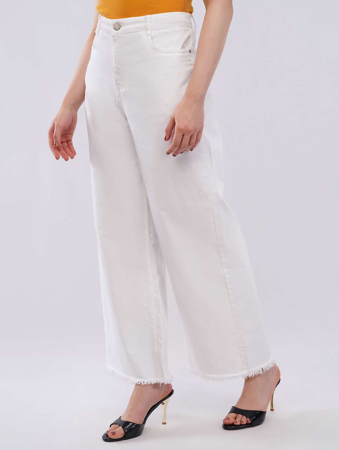 women solid high rise wide leg jean - 22451912 -  Standard Image - 3