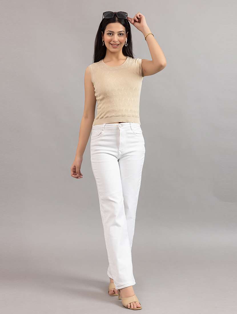 women self design cream cotton regular t-shirt - 22451920 -  Standard Image - 5