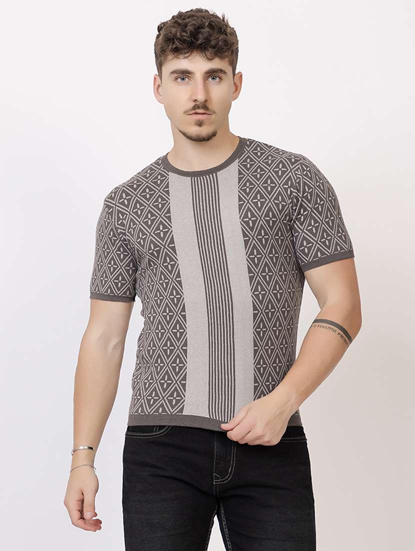 men grey cotton plain t-shirt