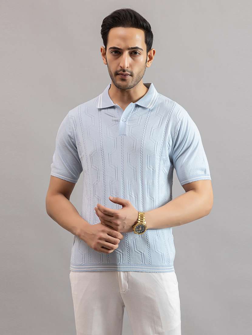 men blue cotton plain t-shirt