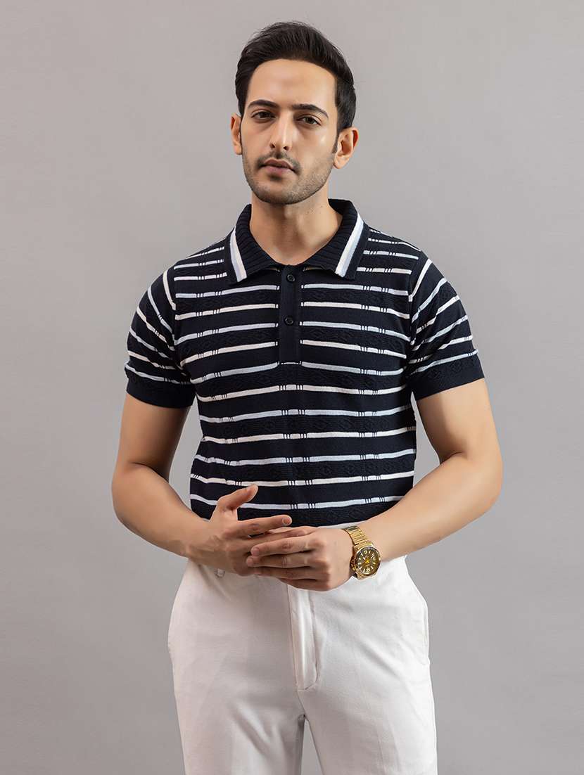 men navy blue cotton plain t-shirt