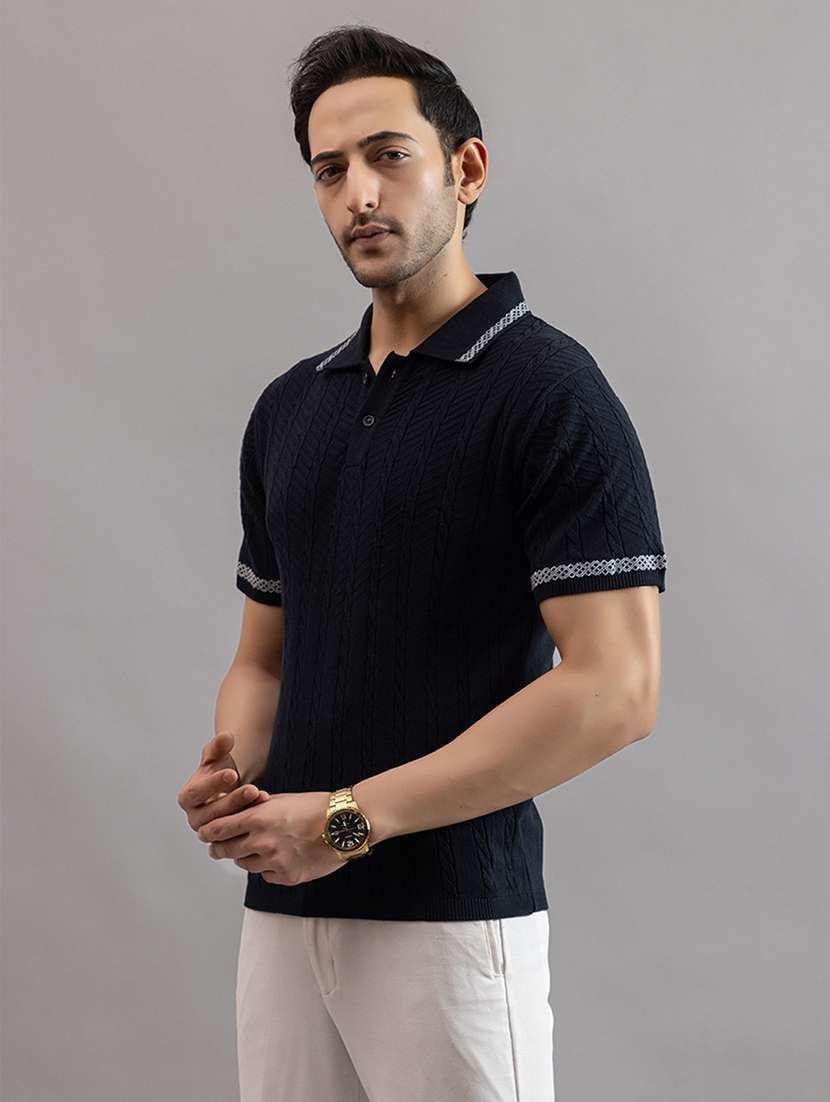 men navy blue cotton plain t-shirt - 22451976 -  Standard Image - 3