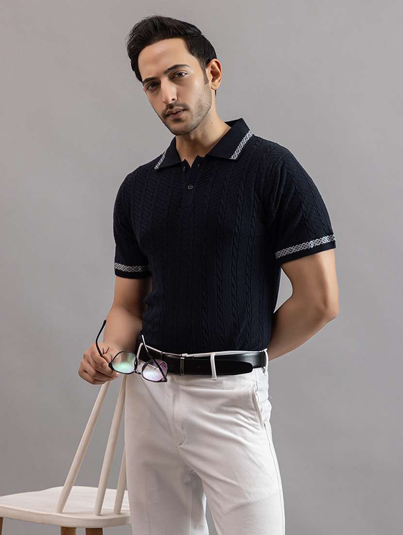 men navy blue cotton plain t-shirt - 22451976 -  Standard Image - 5