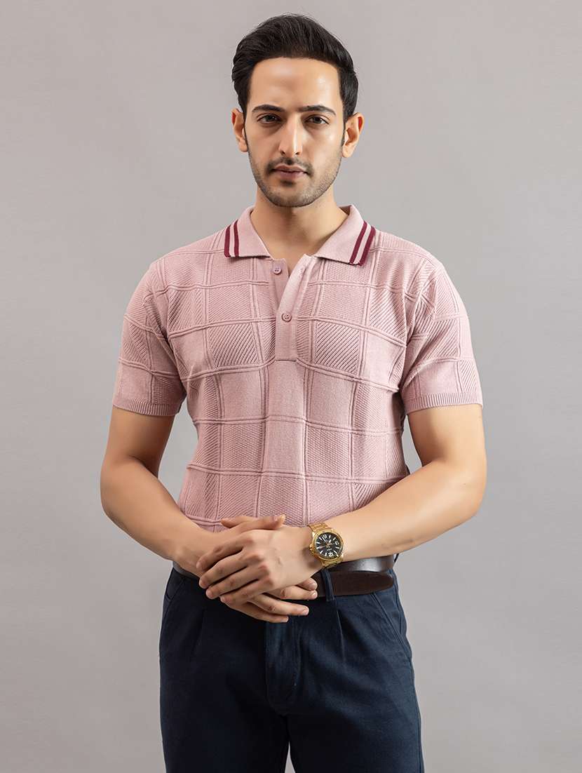 men pink cotton plain t-shirt