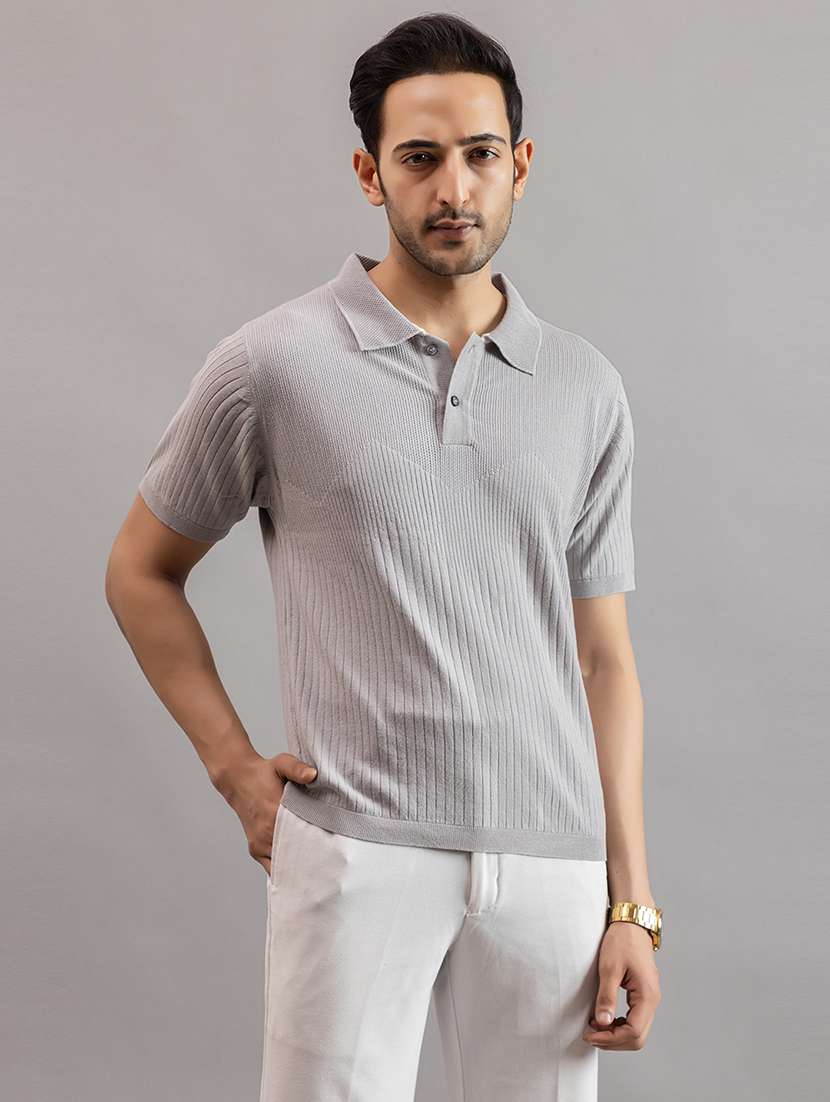 men grey cotton plain t-shirt