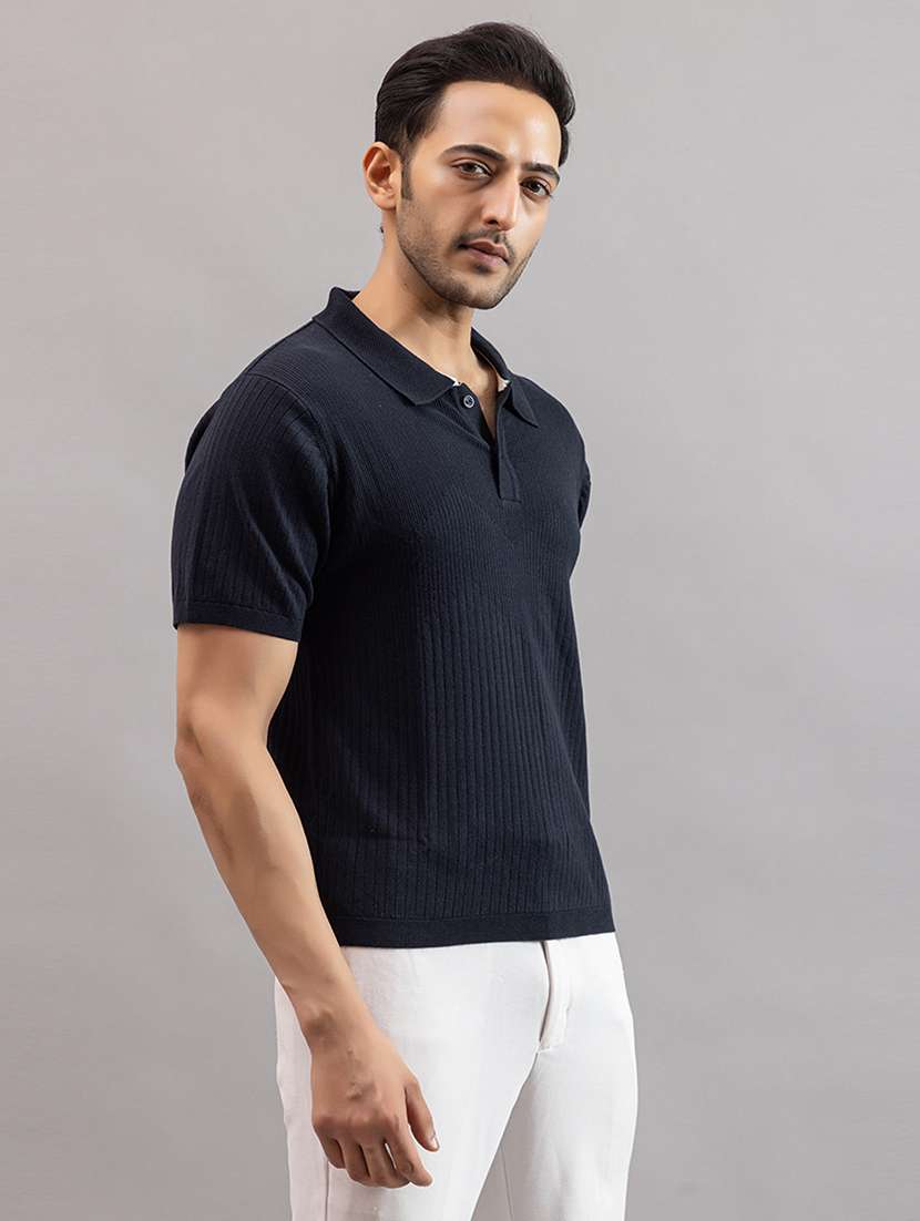 men navy blue cotton plain t-shirt - 22451984 -  Standard Image - 3