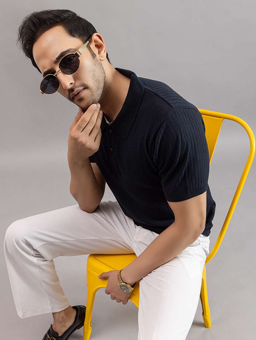 men navy blue cotton plain t-shirt - 22451984 -  Standard Image - 5
