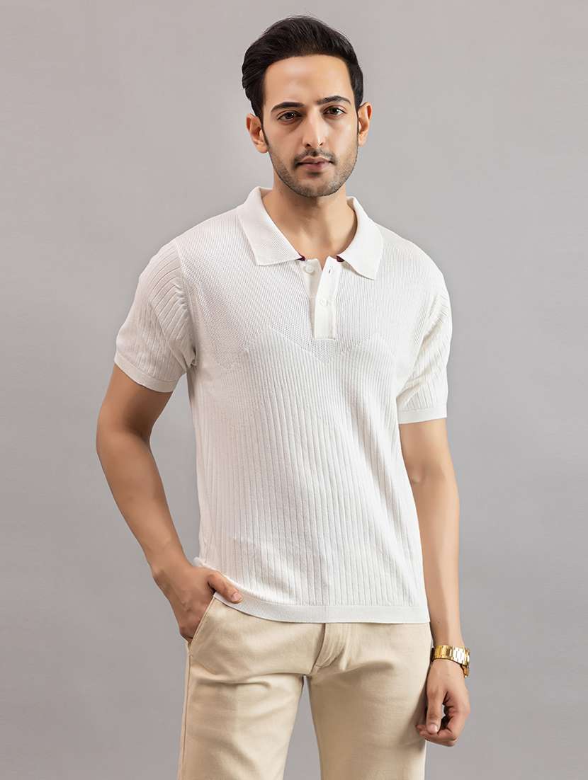 men off white cotton plain t-shirt