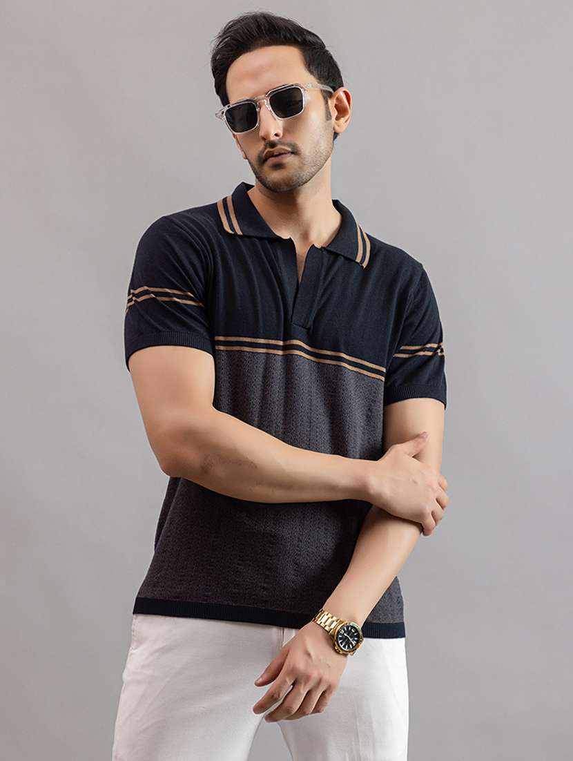 men navy blue cotton plain t-shirt