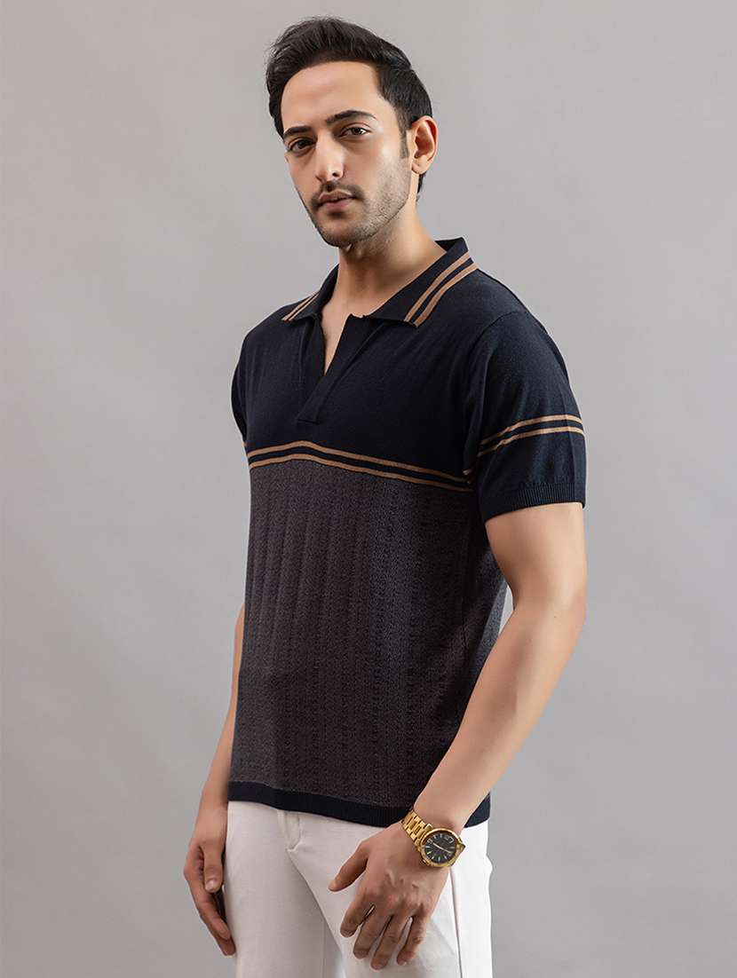 men navy blue cotton plain t-shirt - 22451988 -  Standard Image - 3