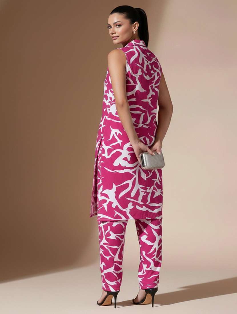 women printed sleeveless ethnic co-ord set - 22451991 -  Standard Image - 3