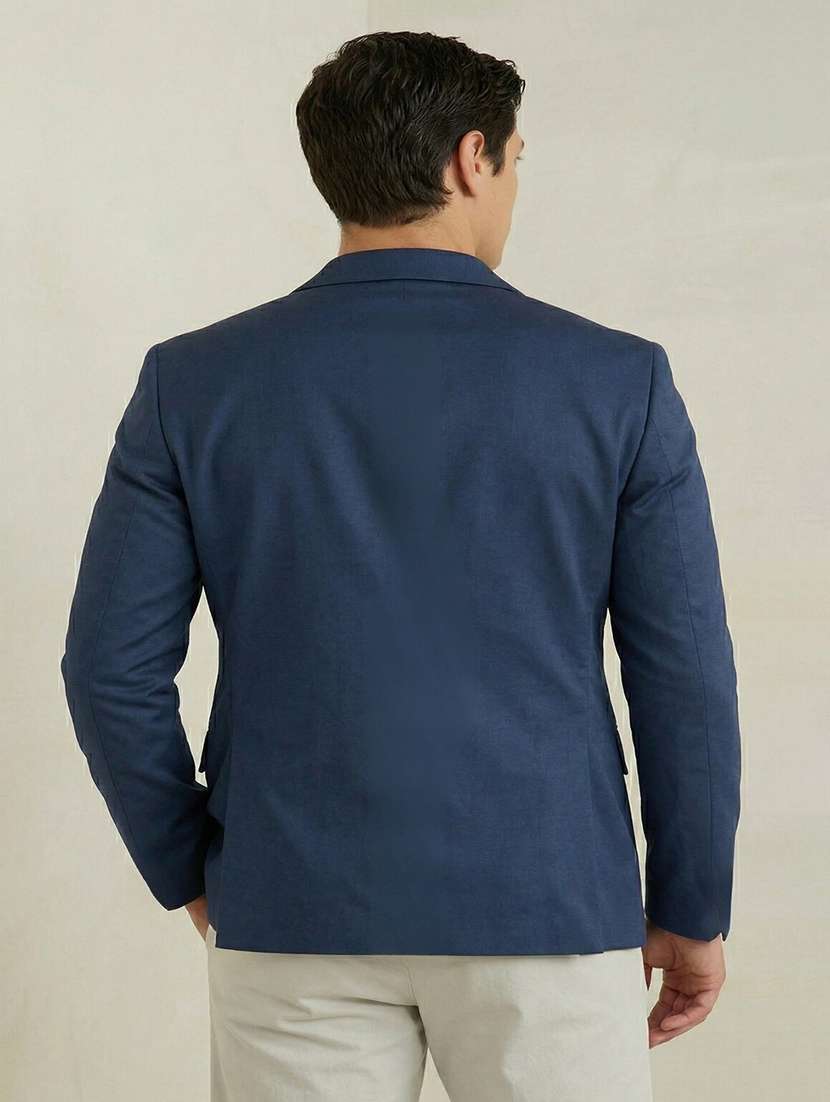 men solid lapel collar single breasted blazer - 22451996 -  Standard Image - 3