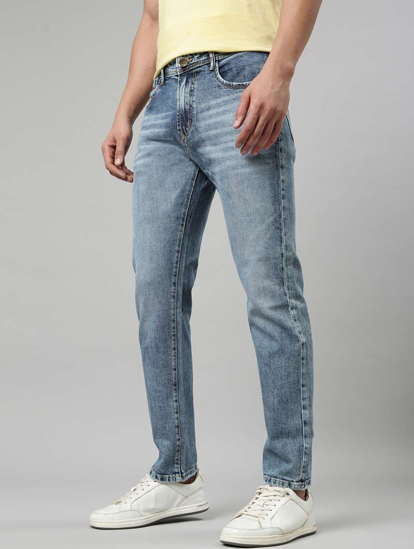 men washed mid rise full length tapered jeans - 22452027 -  Standard Image - 3