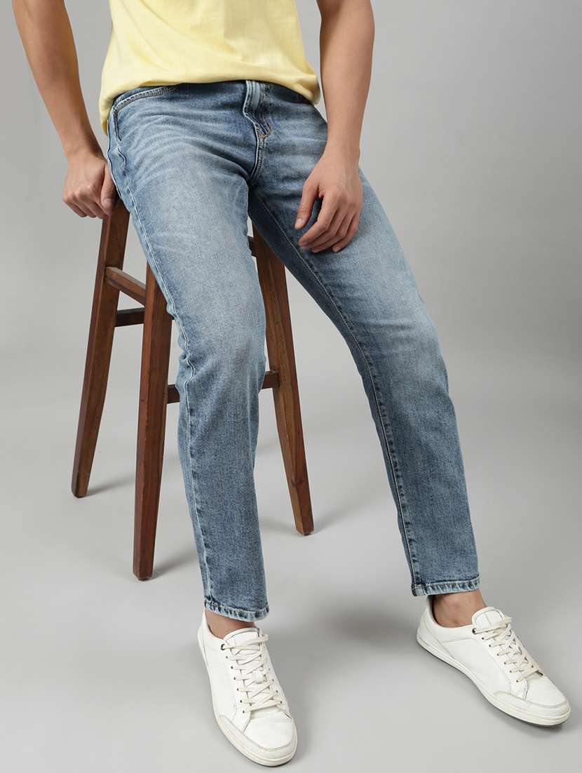 men washed mid rise full length tapered jeans - 22452027 -  Standard Image - 5