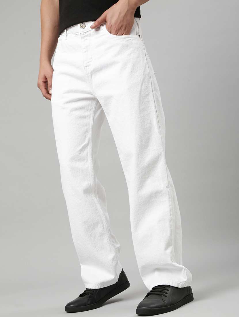 men plain mid rise full length straight jeans - 22452029 -  Standard Image - 3