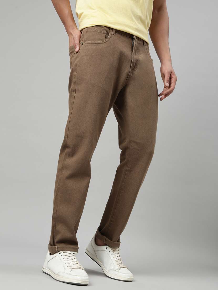 men plain mid rise full length tapered jeans - 22452030 -  Standard Image - 3