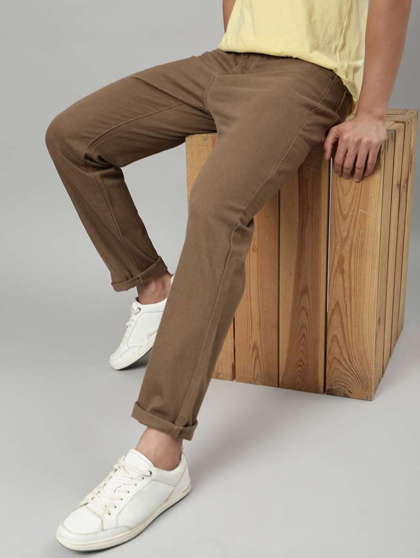 men plain mid rise full length tapered jeans - 22452030 -  Standard Image - 5