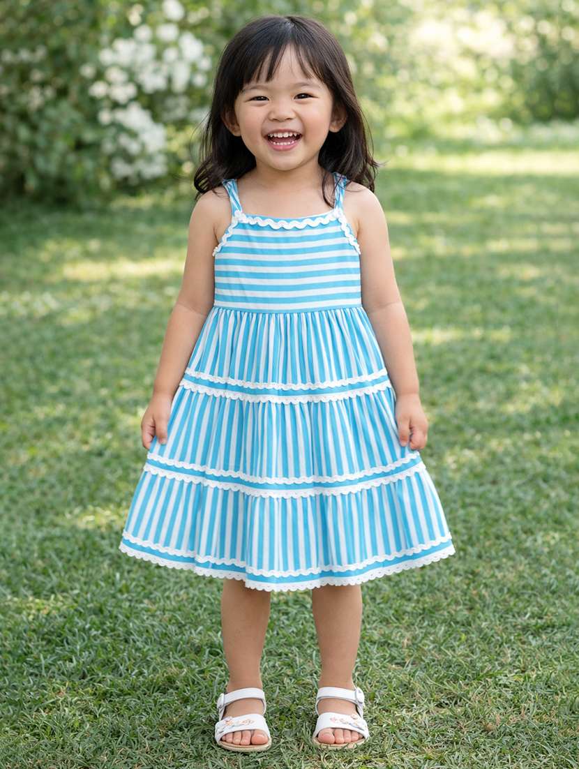 girl blue stretch sequin fabric tiered dress dress