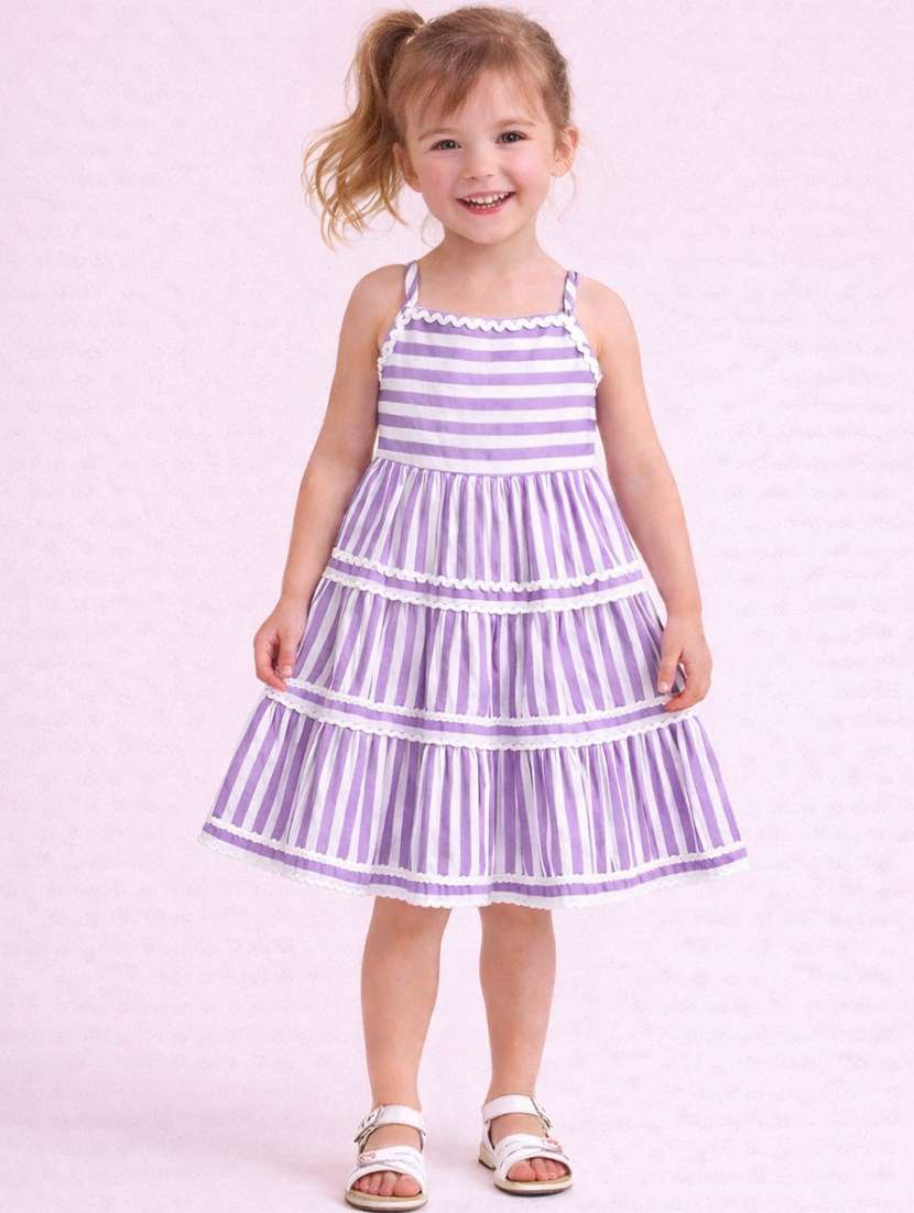 girls purple stretch sequin fabric tiered dress 