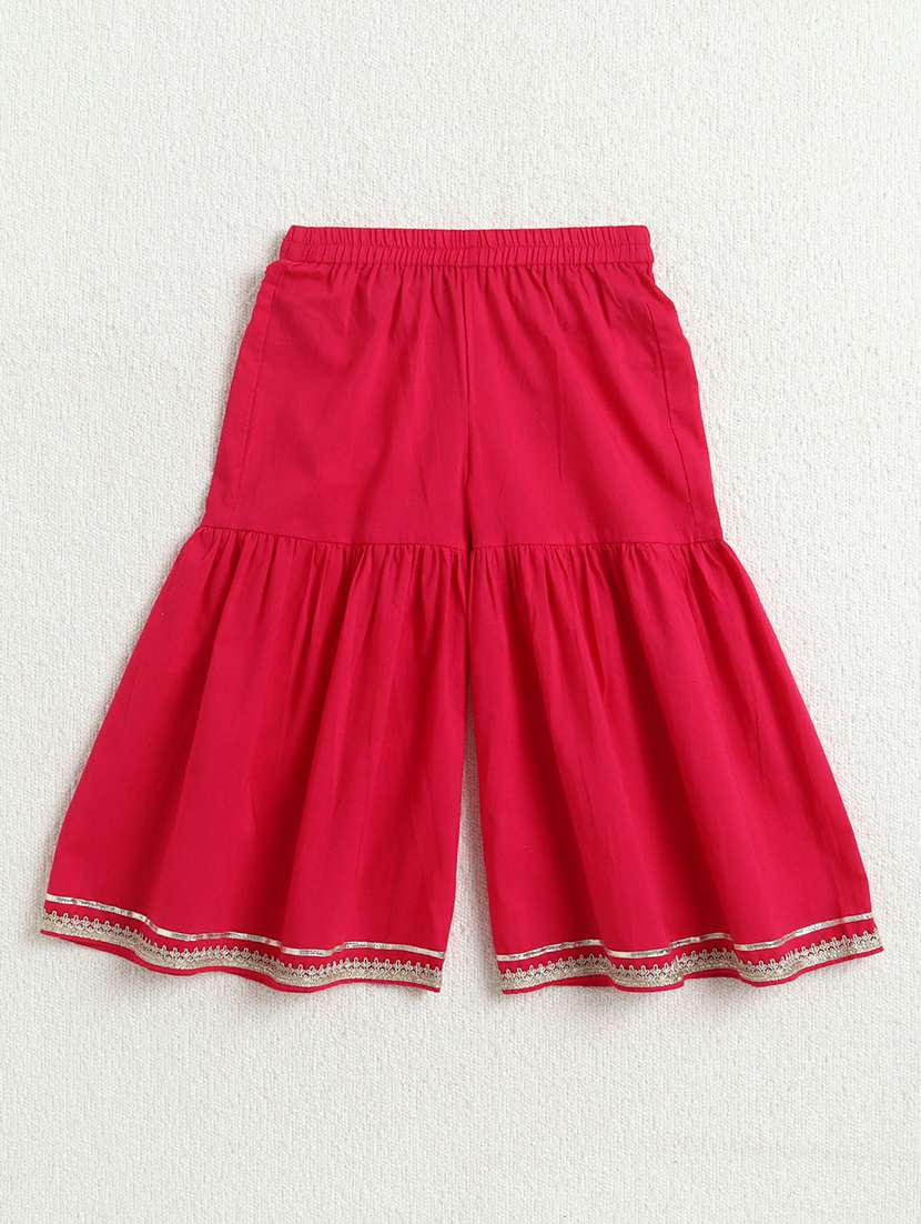 kids pink cotton kurta sharara set suit set - 22452090 -  Standard Image - 3