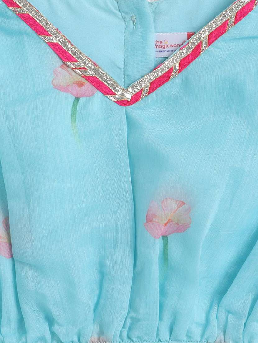 girl light blue polyester lehenga choli - 22452124 -  Standard Image - 3