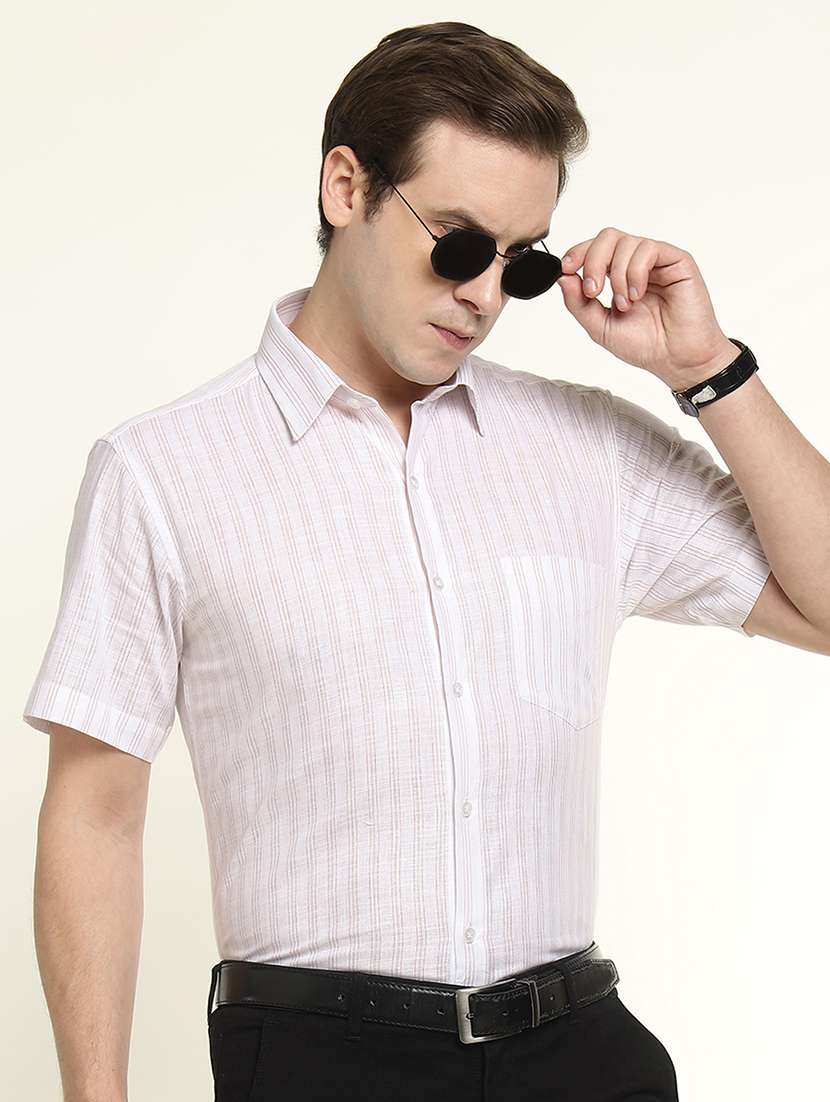 men white cotton blend formal shirt