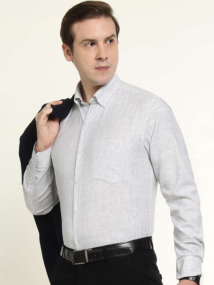 men white cotton blend formal shirt