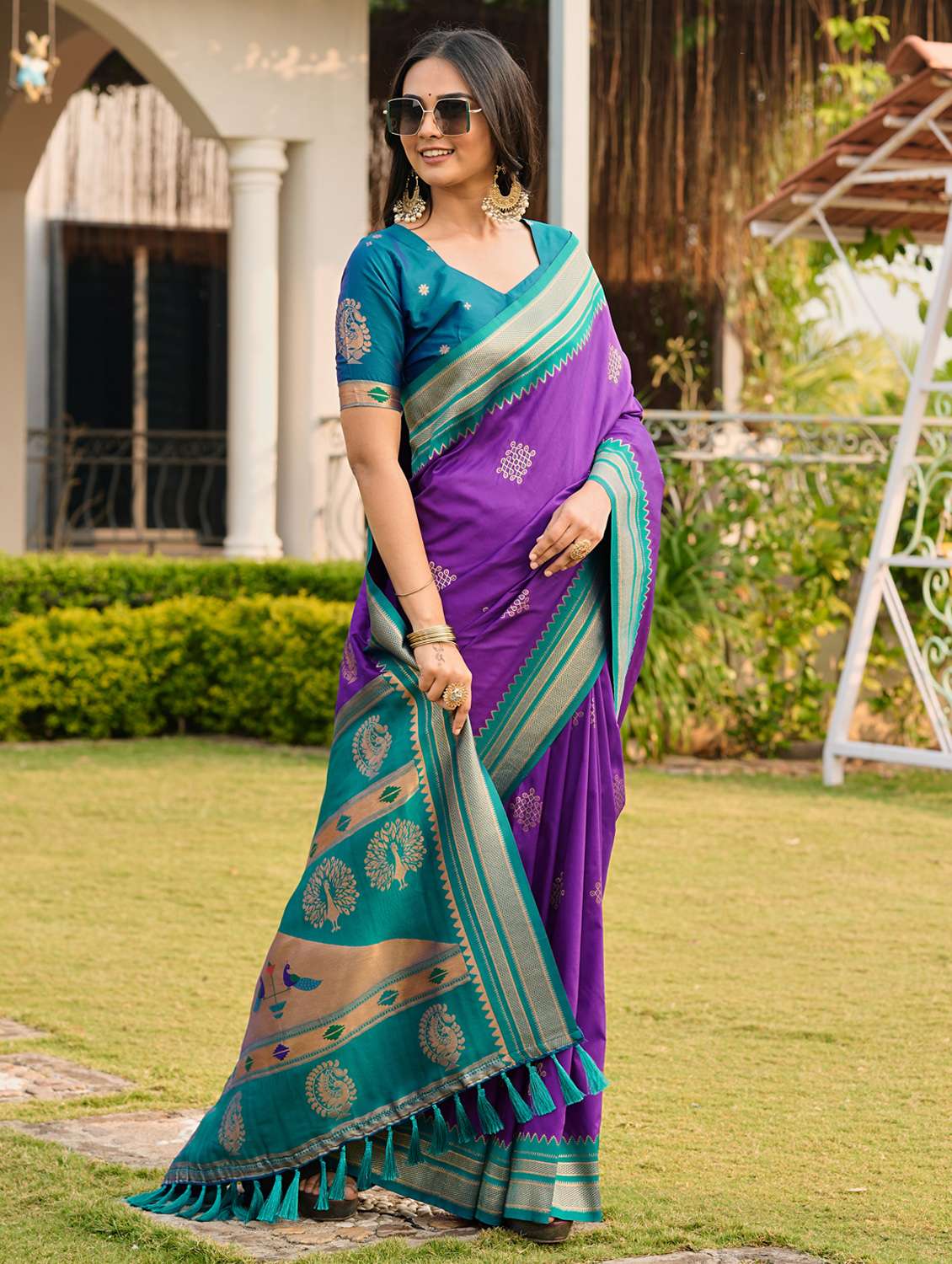 women self design paithani saree with blouse