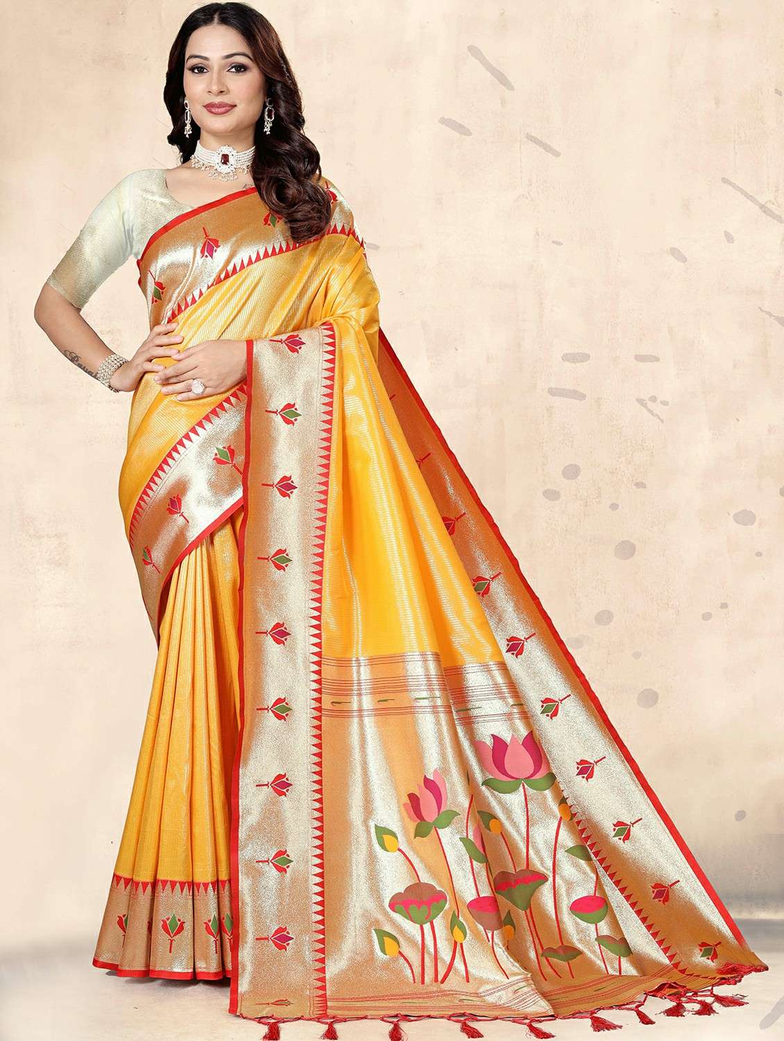 women self design paithani saree with blouse