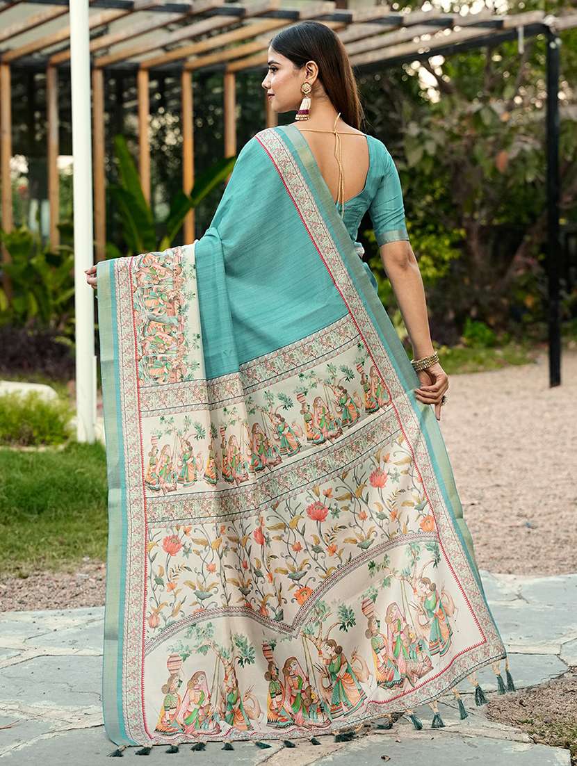 women printed casual wear saree with blouse - 22452315 -  Standard Image - 3