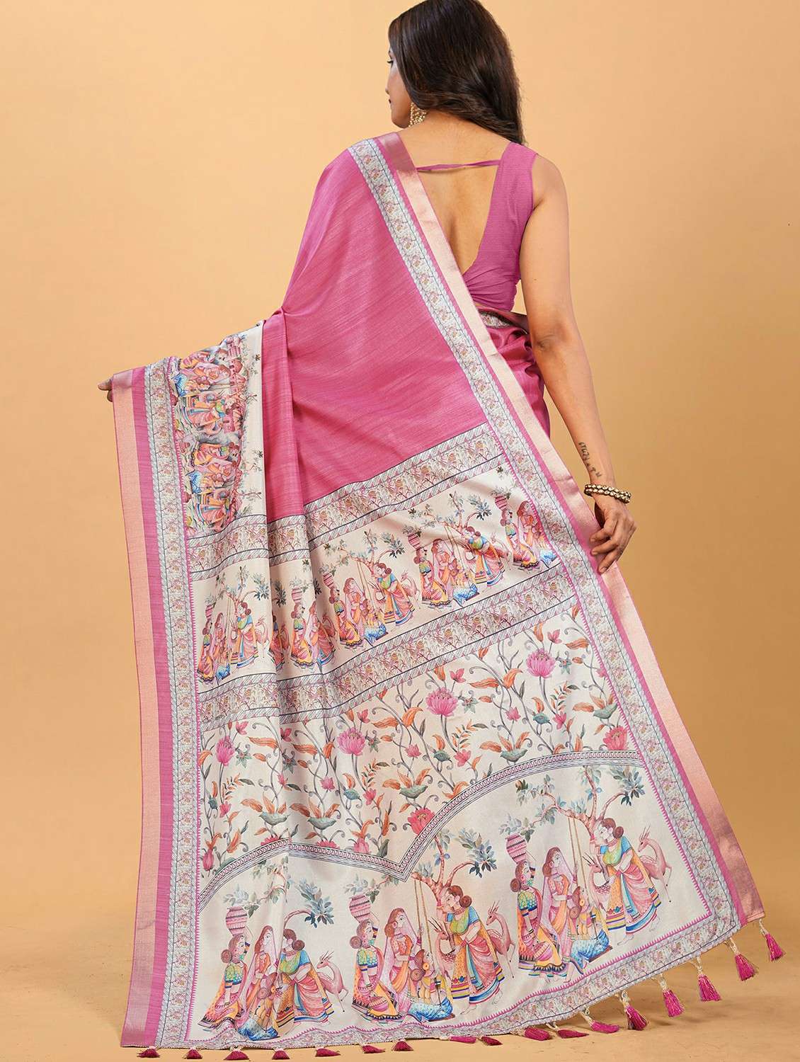 women printed casual wear saree with blouse - 22452317 -  Standard Image - 3