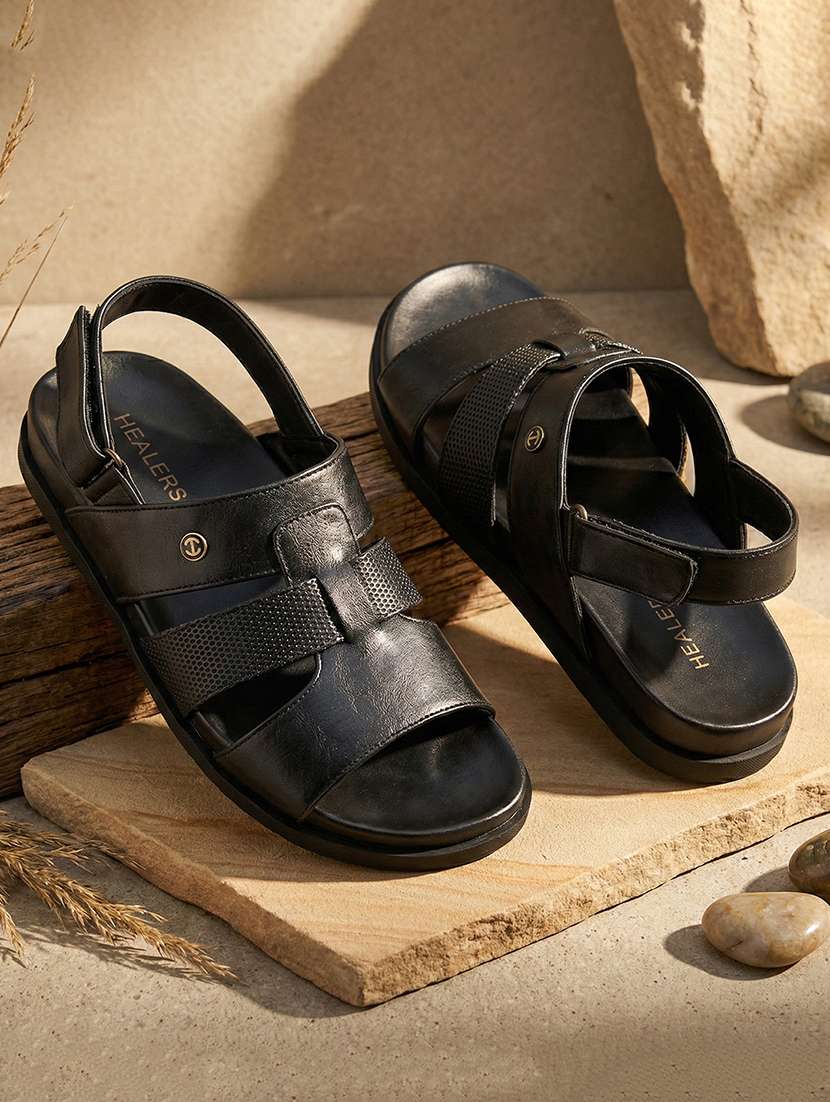men solid back strap sandal