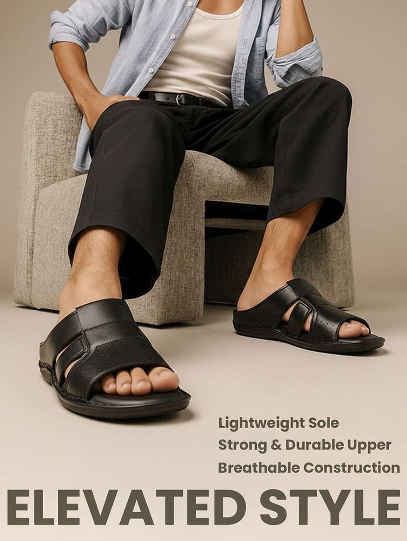 men black slip on sandal - 22452344 -  Standard Image - 5