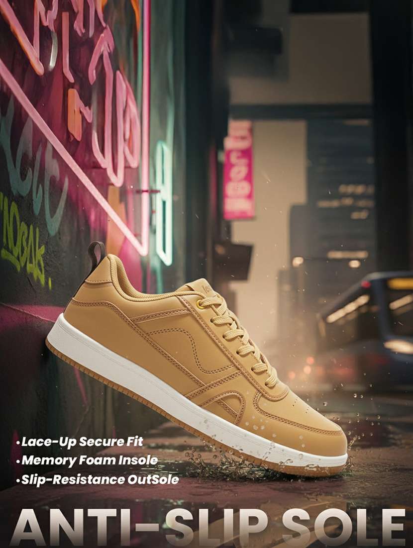 men tan lace up sneaker - 22452370 -  Standard Image - 5