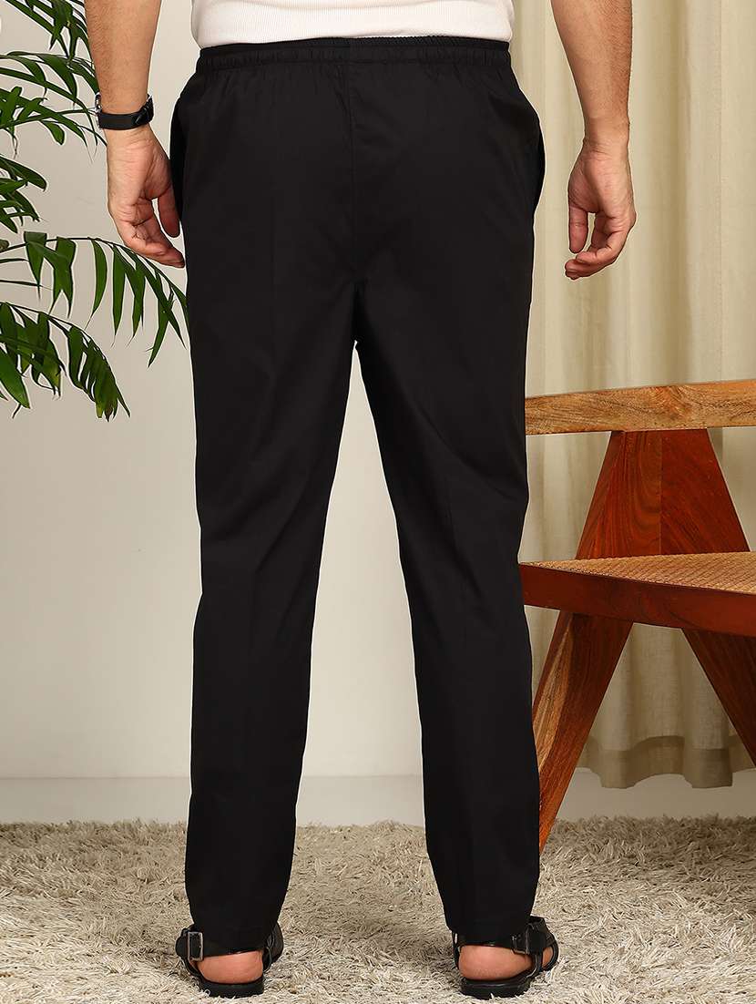 men solid black cotton pyjama - 22452386 -  Standard Image - 3