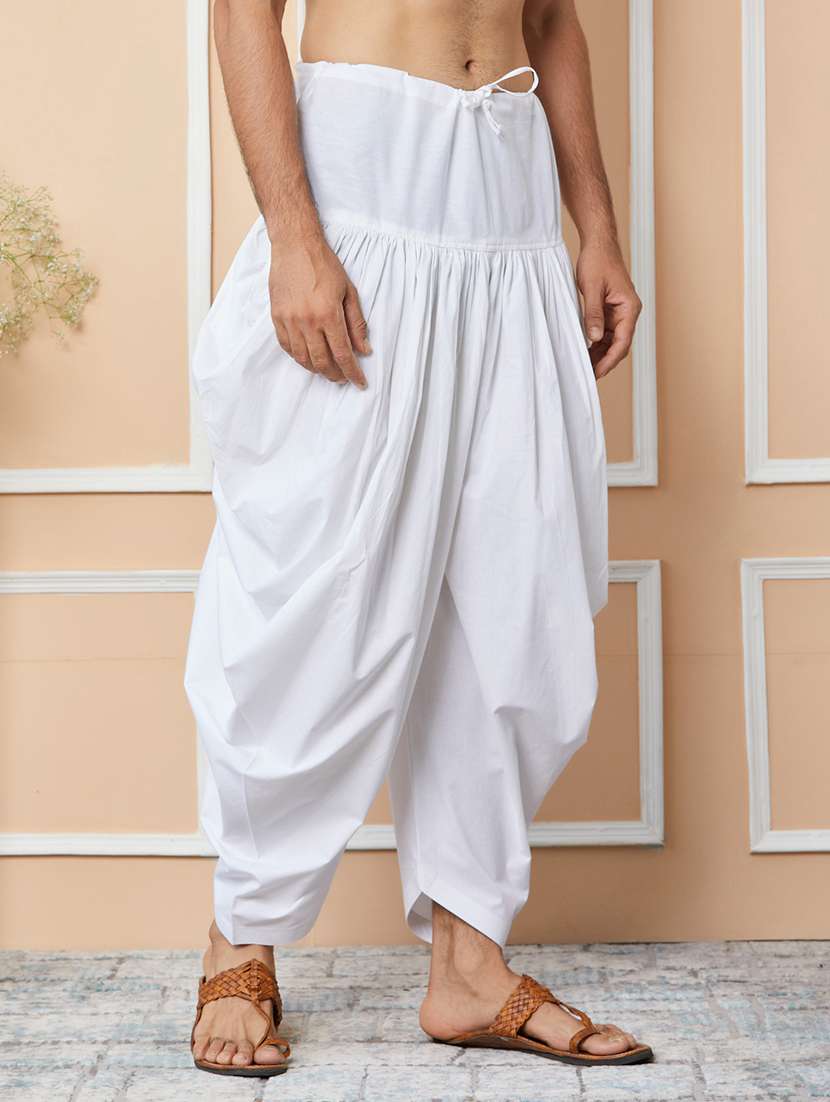 men solid white cotton pyjama - 22452388 -  Standard Image - 3