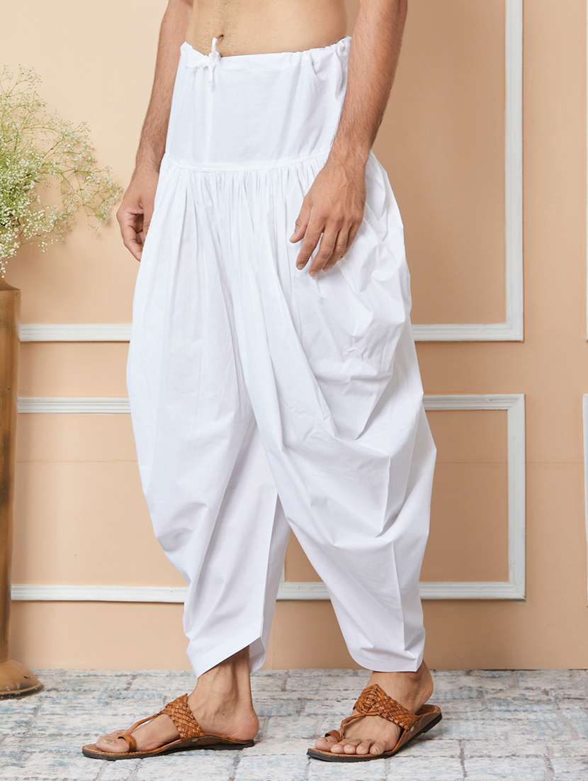 men solid white cotton pyjama - 22452388 -  Standard Image - 5