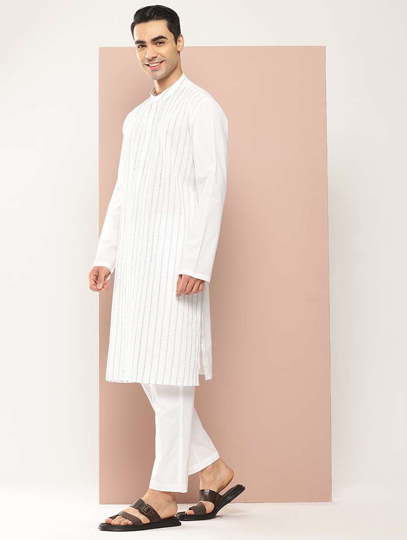 men long sleeve kurta and pyjama ethnic set - 22452789 -  Standard Image - 3