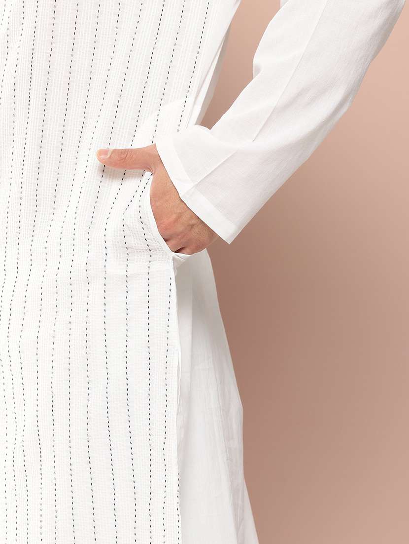 men long sleeve kurta and pyjama ethnic set - 22452789 -  Standard Image - 5