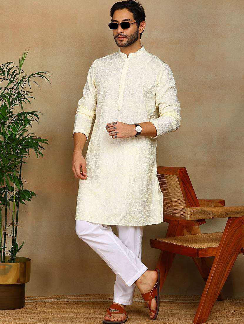 men long sleeve kurta and pyjama ethnic set