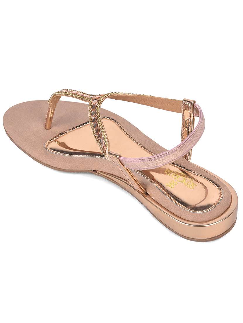 women embellished t-strap flat sandal - 22453011 -  Standard Image - 3