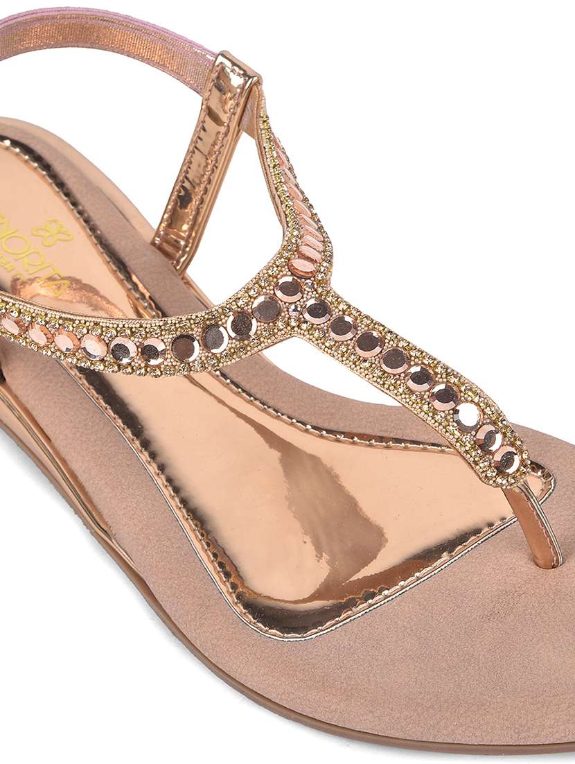 women embellished t-strap flat sandal - 22453011 -  Standard Image - 5