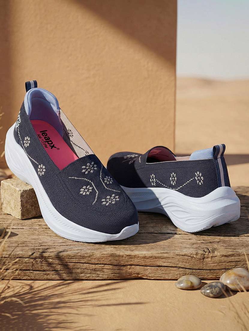 women navy blue slip on sports shoe