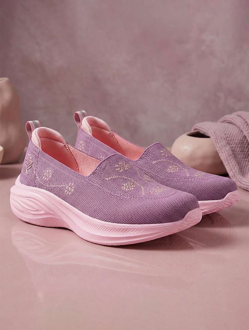 women peach slip on sports shoe