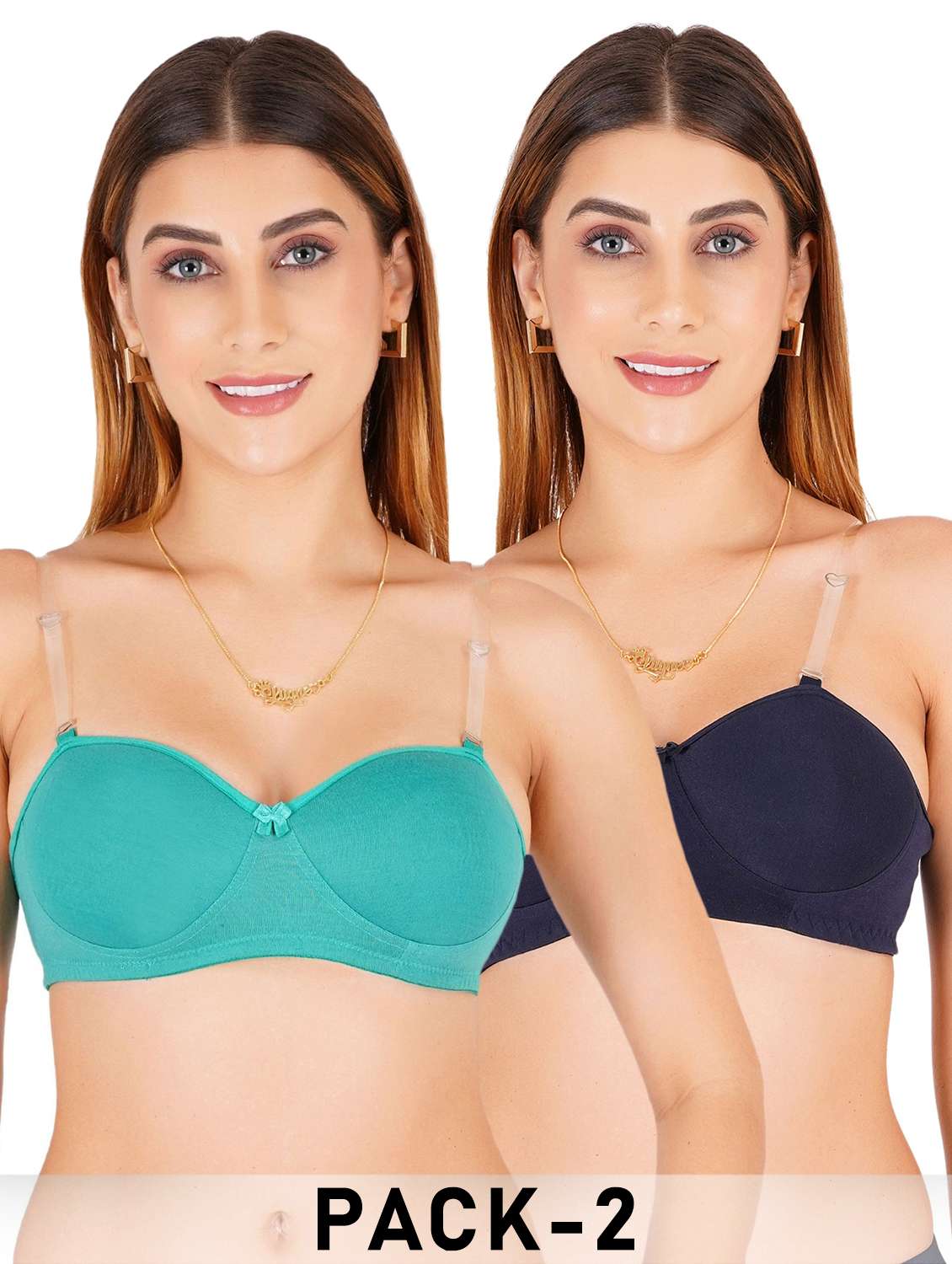 women pack of 2 solid lightly padded regular bra
