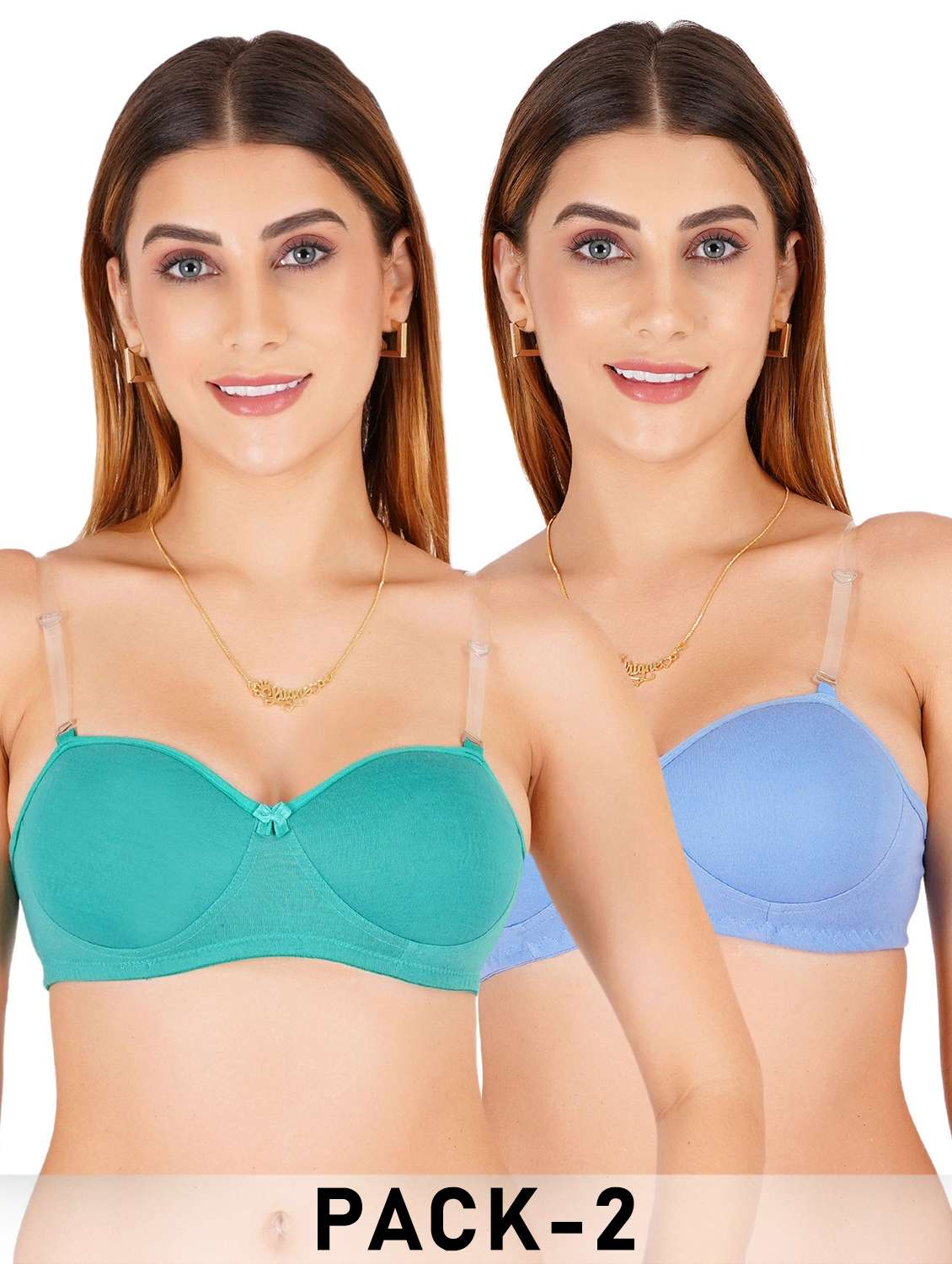 women pack of 2 solid lightly padded regular bra