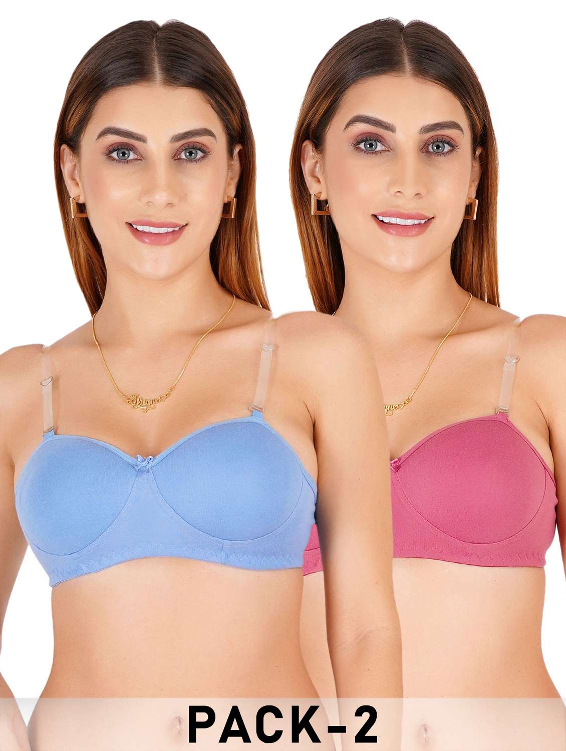 women pack of 2 solid lightly padded regular bra